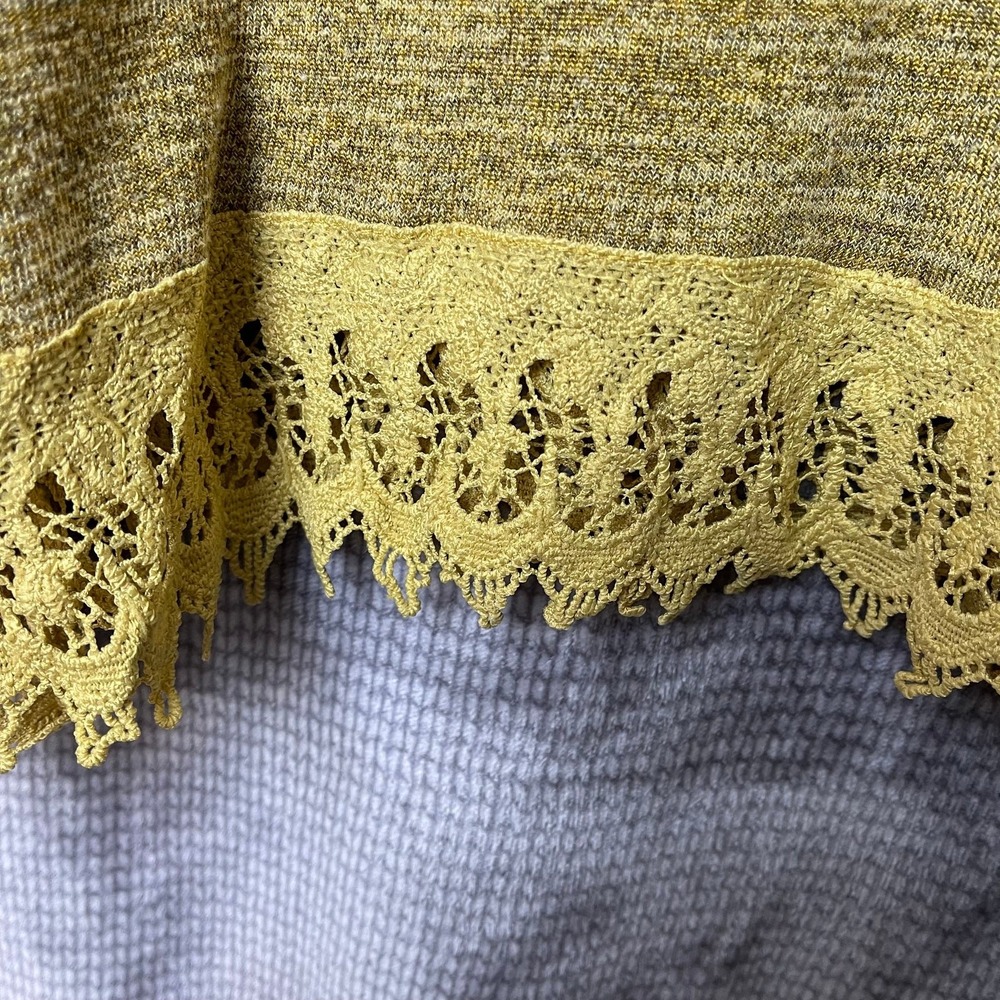 Easel Longsleeve Top Women Boho S Mustard Yellow Lace Trim Layering Tunic Casual - Picture 3 of 5